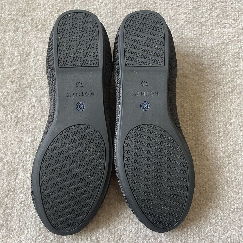 Rothy’s Shoes Womens Size 7.5 Black The Flat Round Toe Casual Knit Ballet Flats - Picture 12 of 14